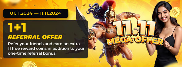 Titans Mega slot game referral bonus promotion with Roman soldier warrior holding sword