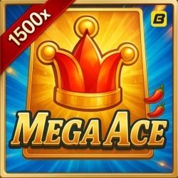 Mega Ace slot game with golden royal crown and 1500x maximum winning multiplier